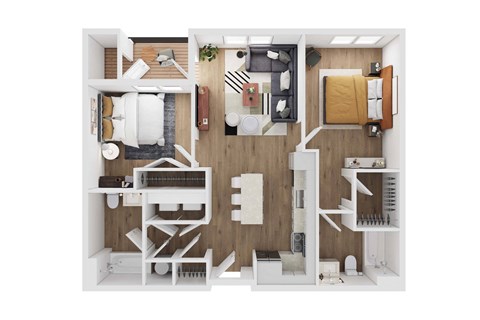 2 Bed, 2 Bath Floor Plan | 984 Sq. Ft. at Union at Tryon in North Carolina 28262